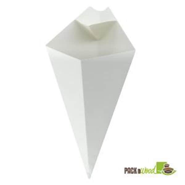 Omg White Paper Cone with Built-In Sauce Cup - 11 in. OM3691297 - main